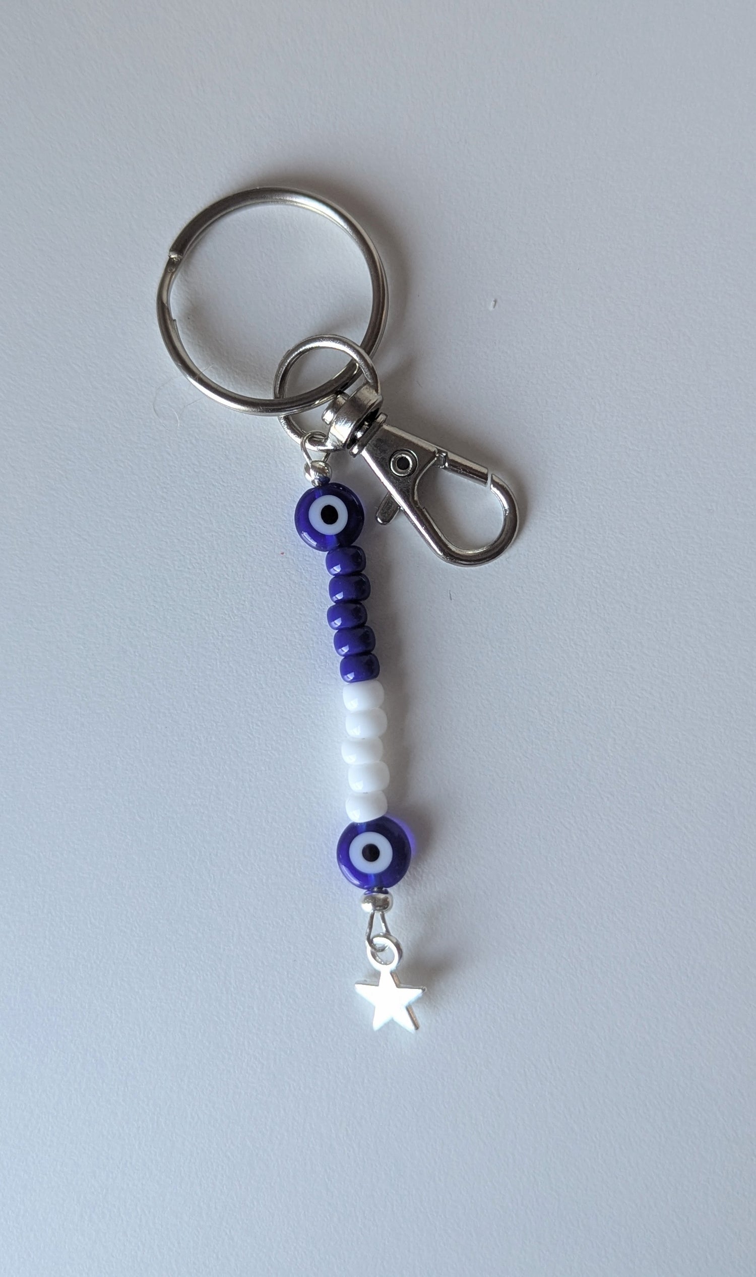 Evil eye silver handmade keyring