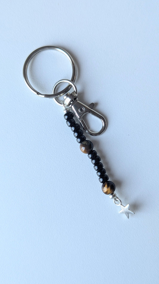 Tiger's eye handmade silver keyring
