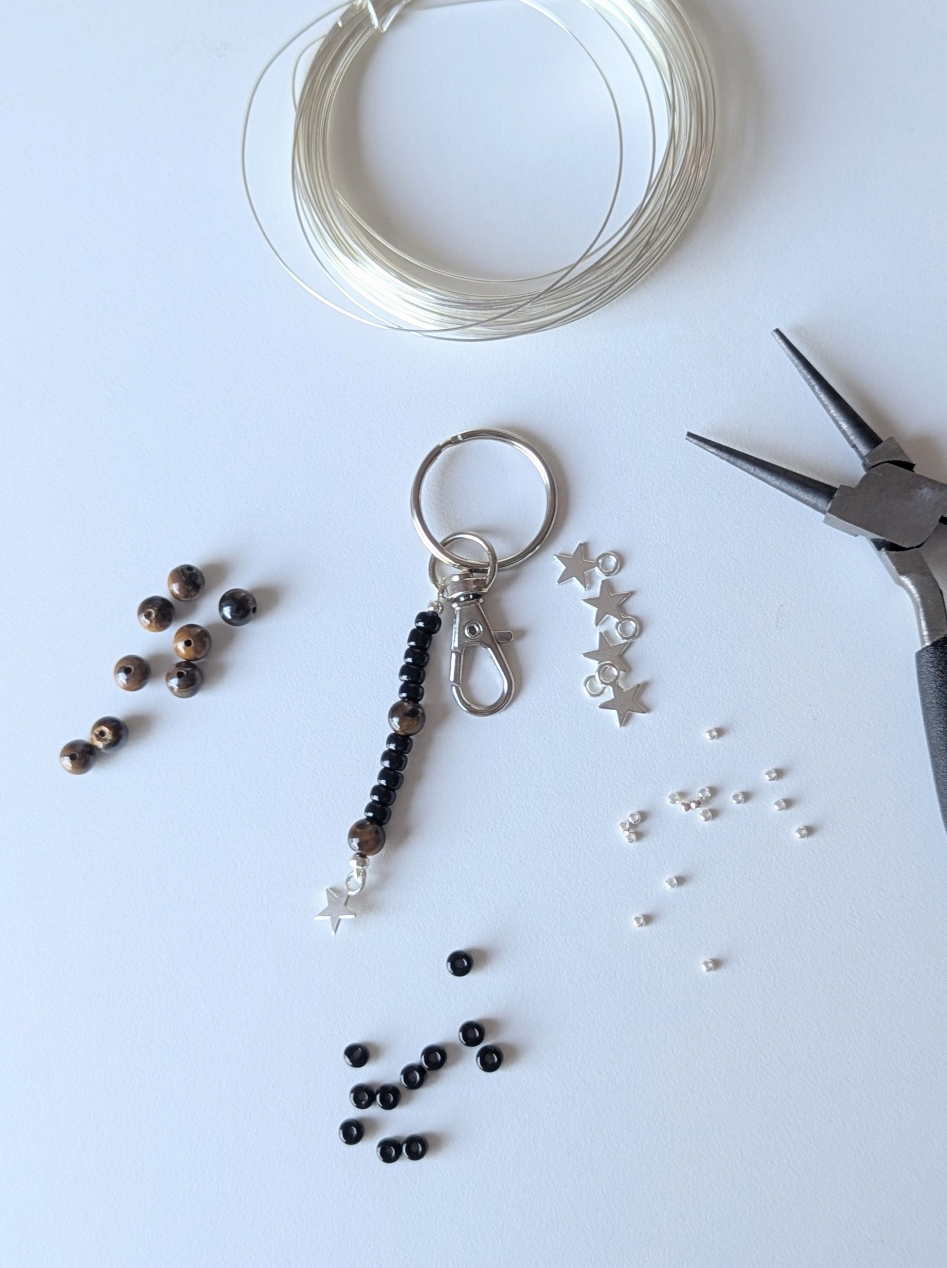 Tiger's eye handmade silver keyring
