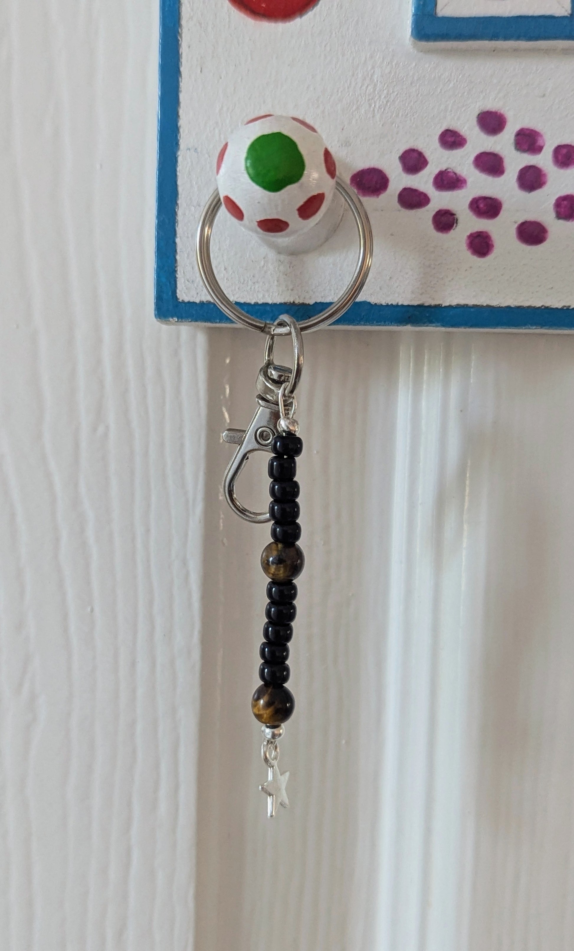 Tiger's eye handmade silver keyring