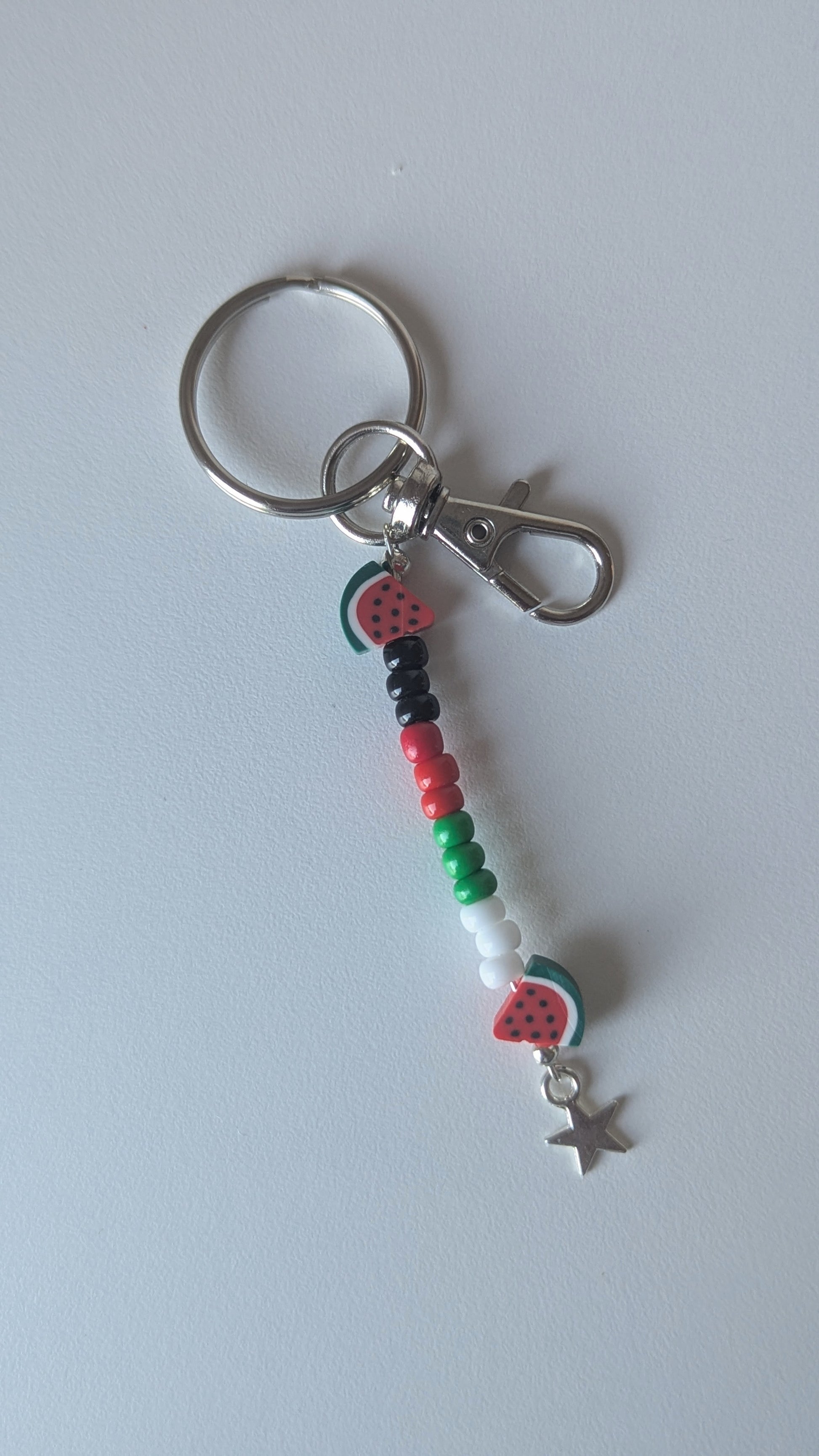 Watermelon handmade silver keyring
