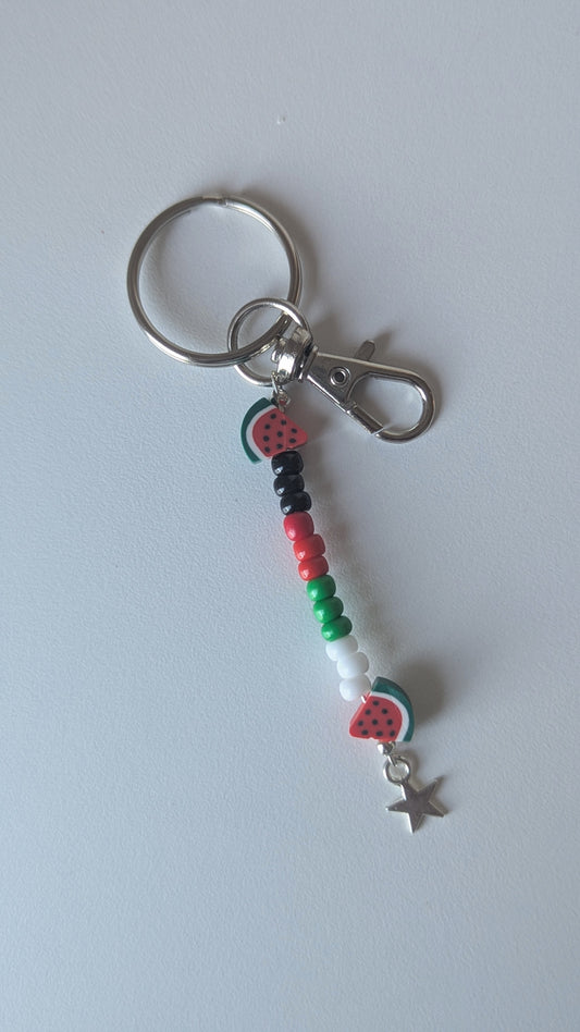 Watermelon handmade silver keyring