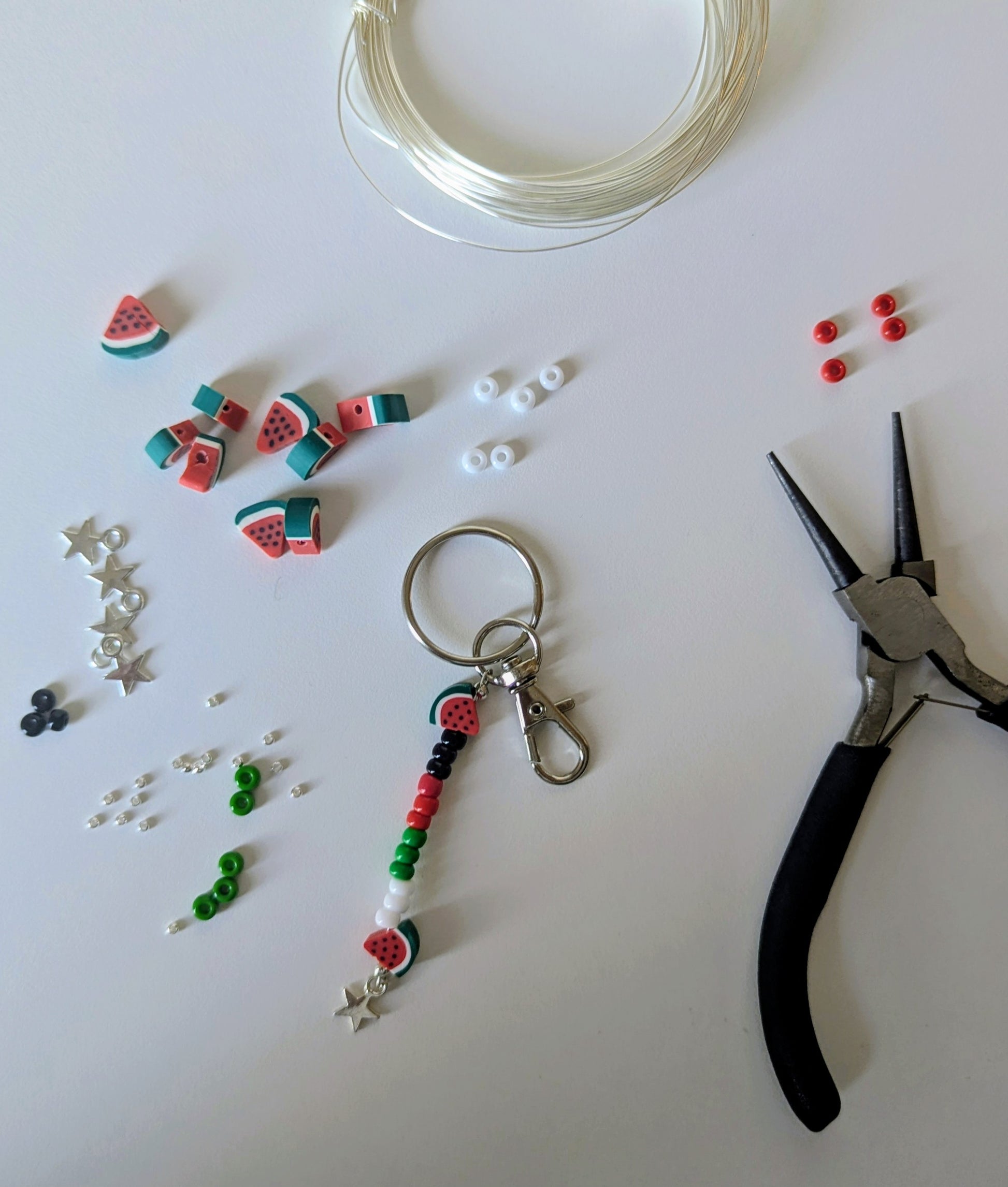 Watermelon handmade silver keyring