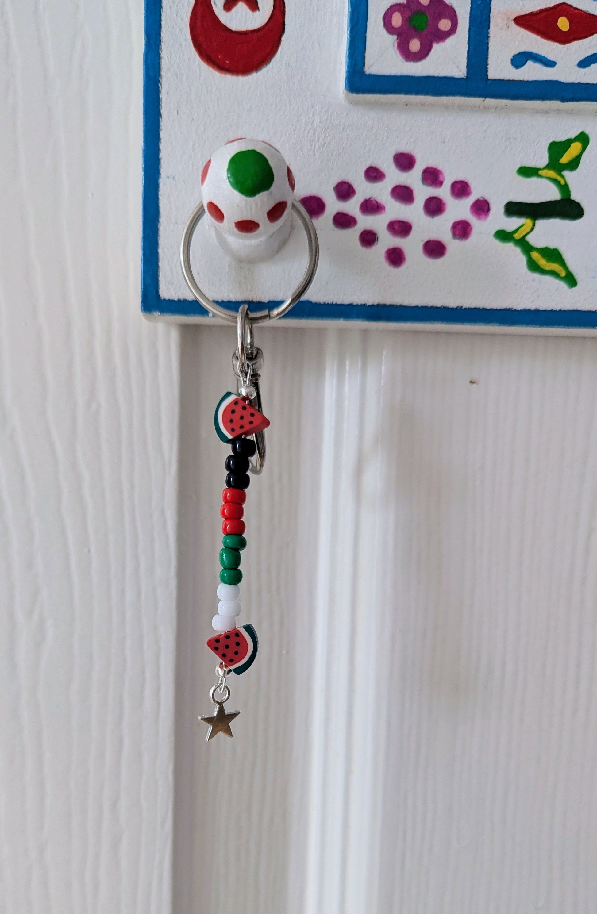 Watermelon handmade silver keyring