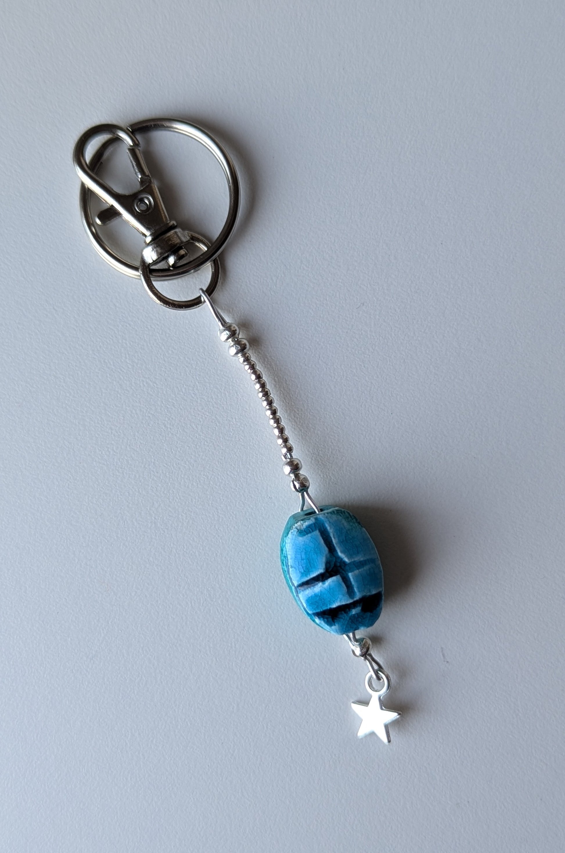 scarab keyring with silver fastenings